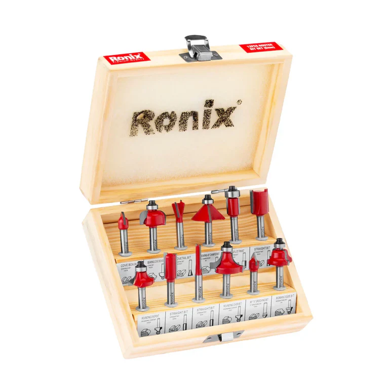 طقم ضربات راوتر 12 قطعه 6ملم من RONIX - Image 5