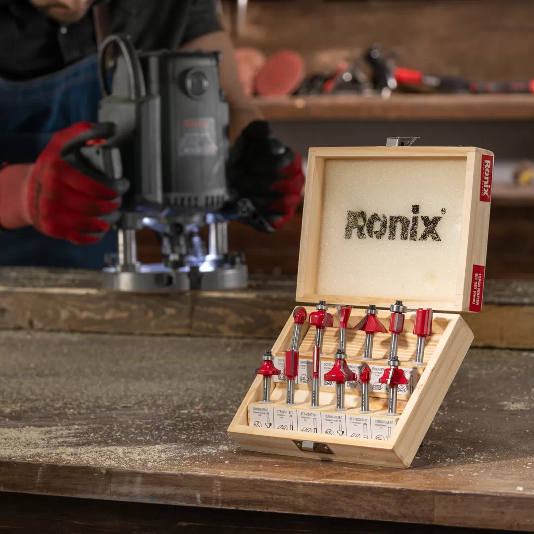 طقم ضربات راوتر 12 قطعه 6ملم من RONIX - Image 6