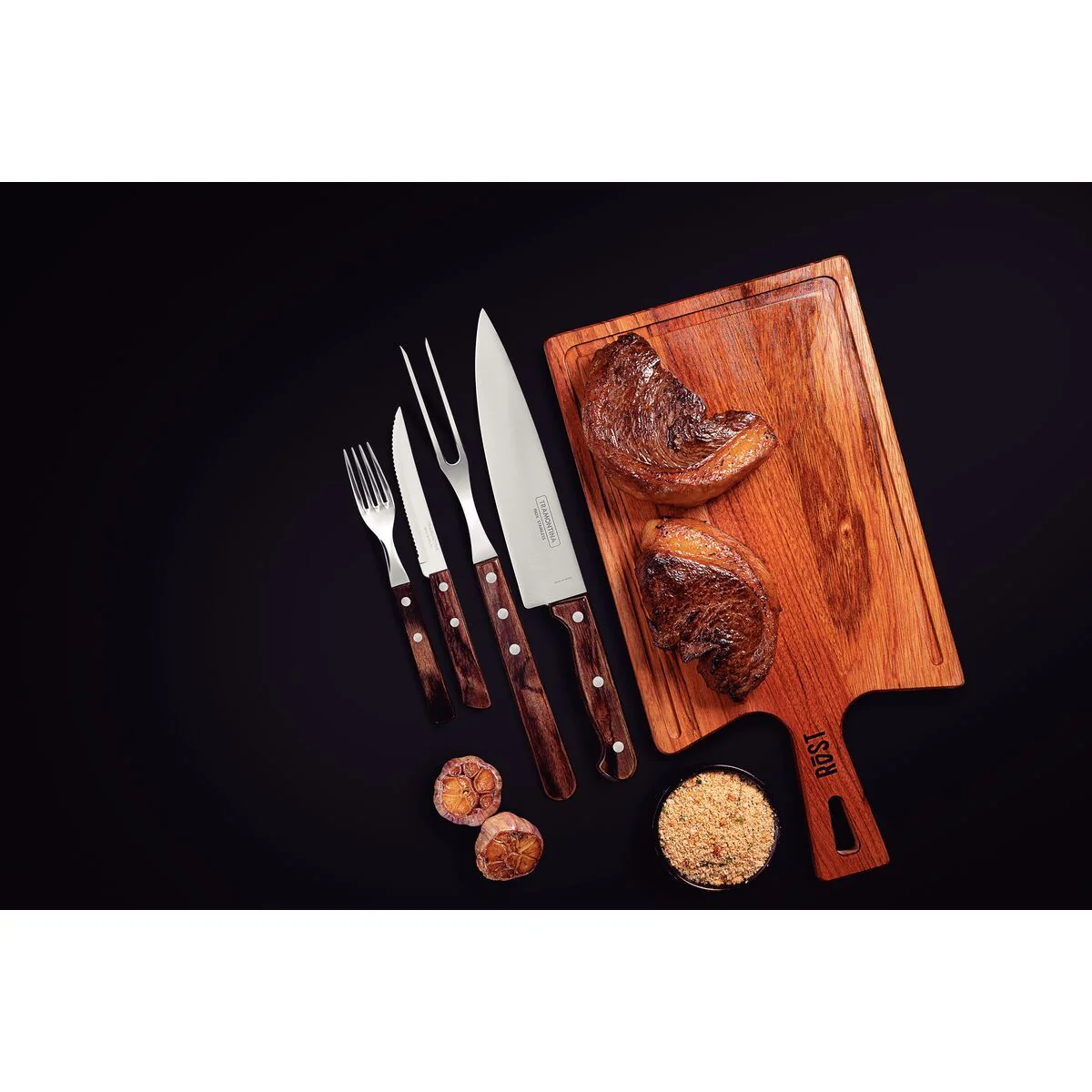 طقم أدوات باربكيو 14 قطعة من Tramontina Churrasco Polywood - Image 2