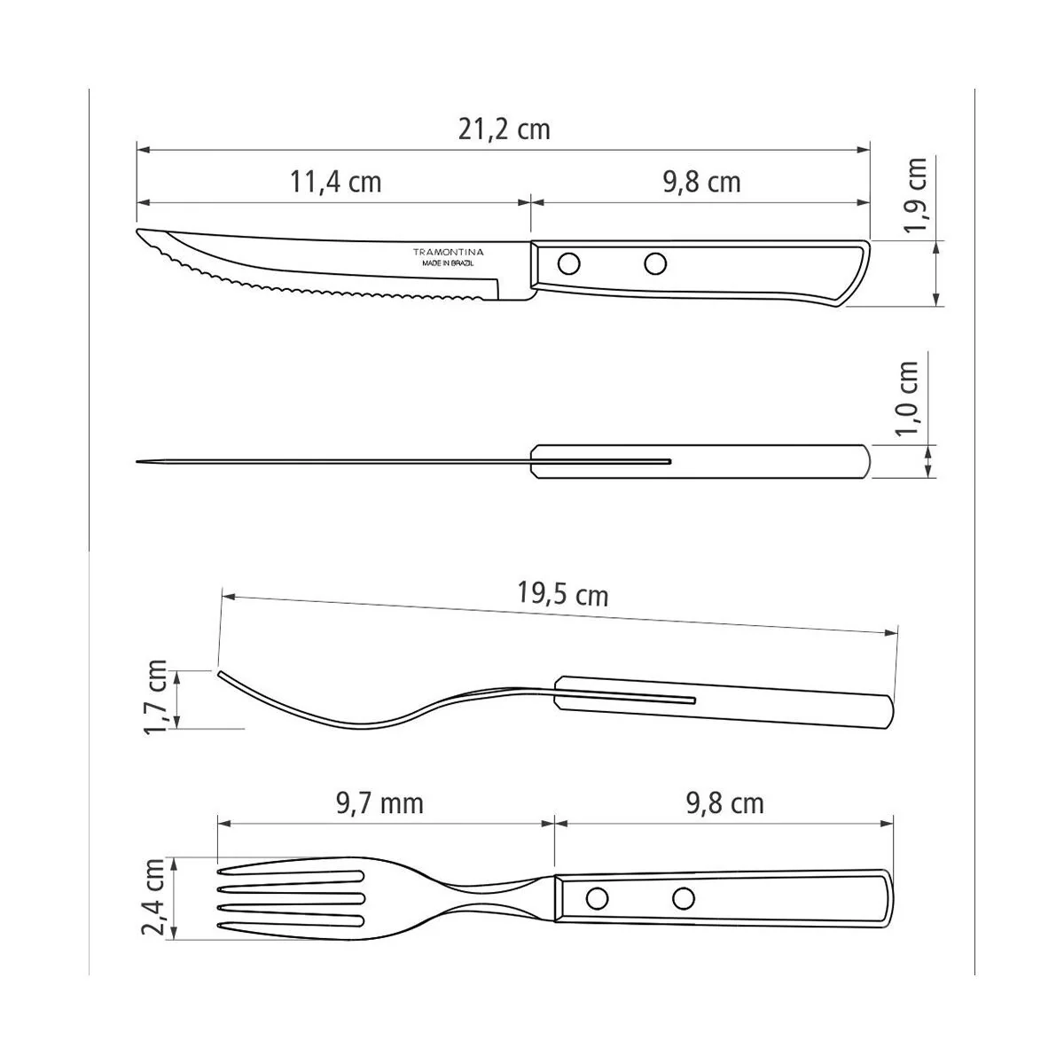 طقم أدوات باربكيو 14 قطعة من Tramontina Churrasco Polywood - Image 4