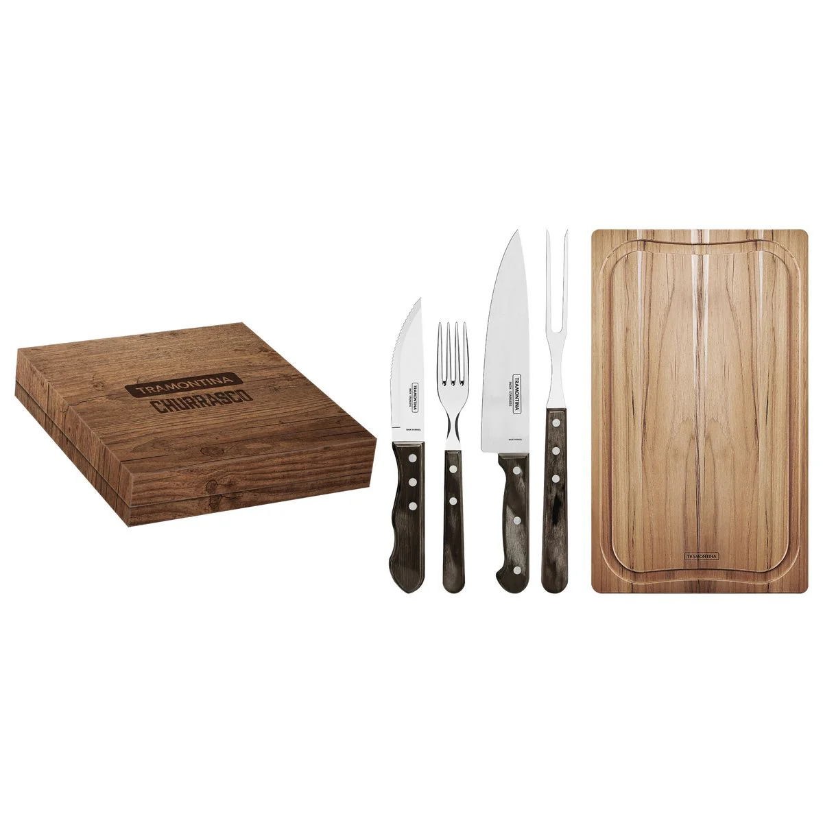 طقم أدوات باربكيو 15 قطعة من Tramontina Churrasco Polywood
